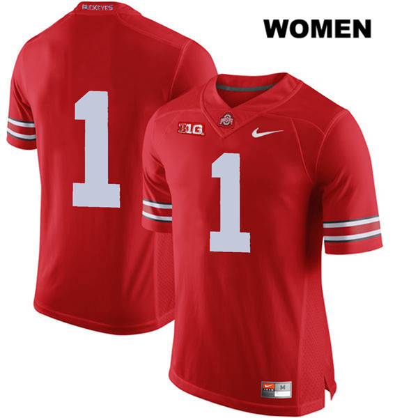 Ohio State Buckeyes Women's Jeffrey Okudah #1 Red Authentic Nike No Name College NCAA Stitched Football Jersey ZA19B16OL